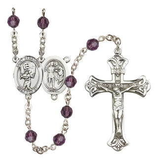 Sterling Silver 6mm Saint Sebastian / Baseball Rosary