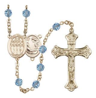 14 Karat Gold-Filled 6mm Austrian Crystal Saint Cecilia / Choir Rosary in Aqua