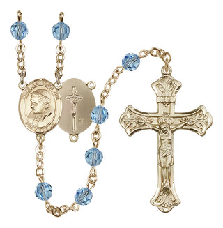 14 Karat Gold-Filled 6mm Austrian Crystal Pope Emeritace Benedict XVI Rosary in Aqua