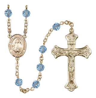 14 Karat Gold-Filled 6mm Austrian Crystal Saint Maria Bertilla Boscardin Rosary in Aqua