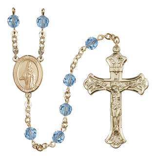 14 Karat Gold-Filled 6mm Austrian Crystal Saint Emma Uffing Rosary in Aqua