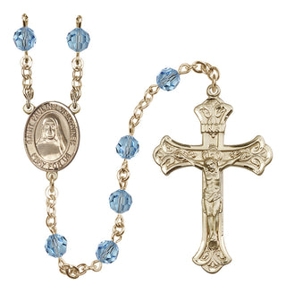 14 Karat Gold 6mm Austrian Crystal Saint Pauline Visintainer Rosary in Aqua
