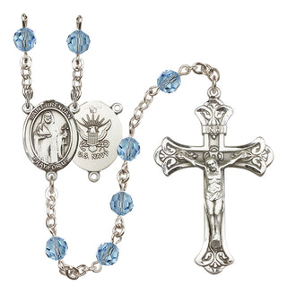 Sterling Silver 6mm Saint Brendan the Navigator/Navy Rosary