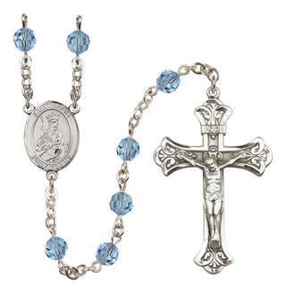 Sterling Silver 6mm Austrian Crystal Saint Louis Rosary in Aqua