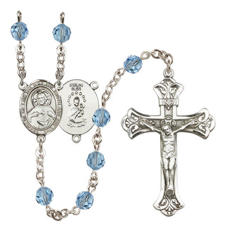 Sterling Silver 6mm Austrian Crystal Scapular Rosary in Aqua