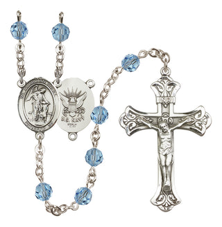 Sterling Silver 6mm Guardian Angel / Navy Rosary