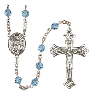 Sterling Silver 6mm Austrian Crystal Saint Germaine Cousin Rosary in Aqua