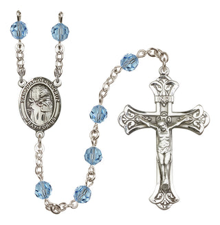 Sterling Silver 6mm Austrian Crystal San Juan de la Cruz Rosary in Aqua