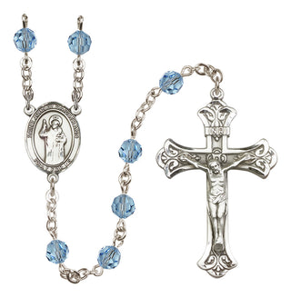 Sterling Silver 6mm Austrian Crystal Saint John of Capistrano Rosary in Aqua