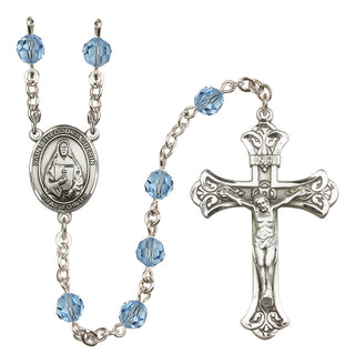 Sterling Silver 6mm Austrian Crystal Saint Theodora Rosary in Aqua