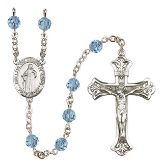 Sterling Silver 6mm Austrian Crystal Our Lady the Undoer of Knots Rosary in Aqua