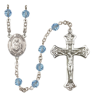 Sterling Silver 6mm Austrian Crystal Saint Norbert of Xanten Rosary in Aqua