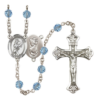 Sterling Silver 6mm Saint Christopher/Softball Rosary