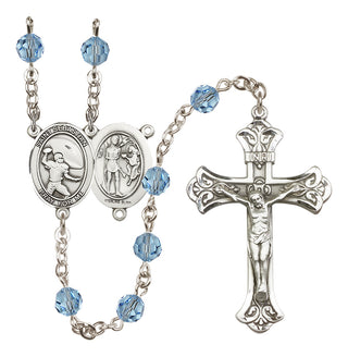 Sterling Silver 6mm Saint Sebastian / Football Rosary