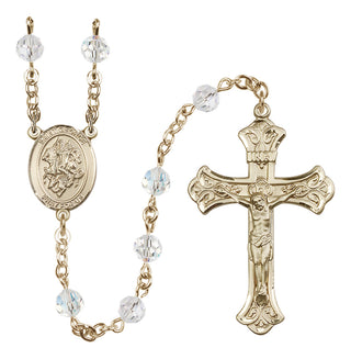 14 Karat Gold-Filled 6mm Austrian Crystal Saint George Rosary in Crystal