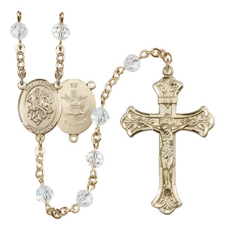 14kt Gold Filled 6mm Saint George / Army Rosary