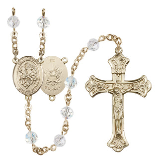 14kt Gold Filled 6mm Saint George / Navy Rosary