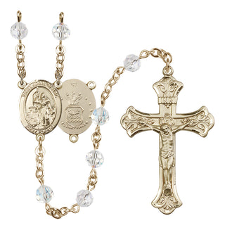 14 Karat Gold-Filled 6mm Austrian Crystal Saint Joan of Arc / Air Force Rosary in Crystal