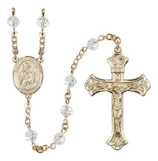14 Karat Gold-Filled 6mm Austrian Crystal Saint John the Baptist Rosary in Crystal