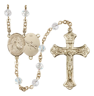 14 Karat Gold-Filled 6mm Austrian Crystal Saint Joseph of Cupertino Rosary in Crystal