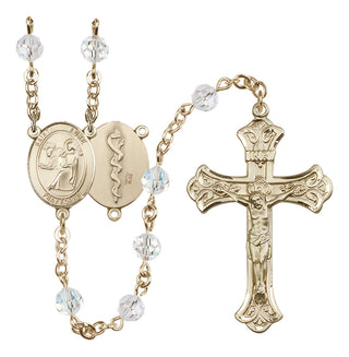 14 Karat Gold-Filled 6mm Austrian Crystal Saint Luke the Apostle / Doctor Rosary in Crystal