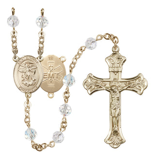 14 Karat Gold-Filled 6mm Austrian Crystal Saint Michael / EMT Rosary in Crystal
