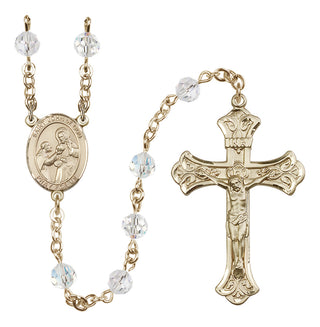 14 Karat Gold-Filled 6mm Austrian Crystal Saint John of God Rosary in Crystal