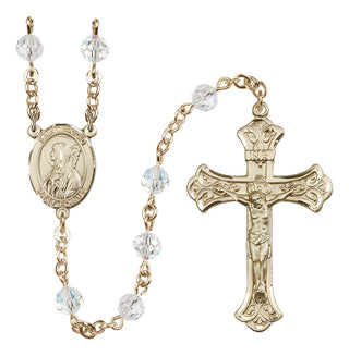 14 Karat Gold-Filled 6mm Austrian Crystal Saint Brigid of Ireland Rosary in Crystal