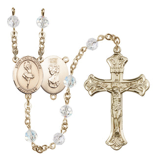 14 Karat Gold-Filled 6mm Austrian Crystal Saint Christopher/Dance Rosary in Crystal