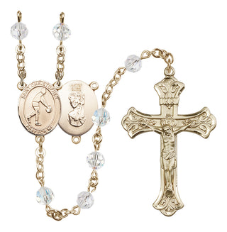 14 Karat Gold-Filled 6mm Austrian Crystal Saint Christopher/Basketball Rosary in Crystal