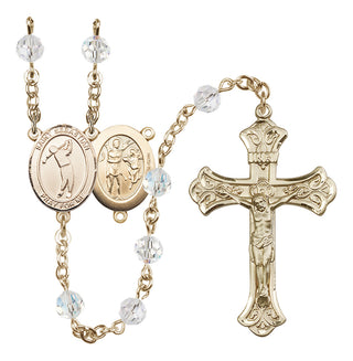 14kt Gold Filled 6mm Saint Sebastian/Golf Rosary