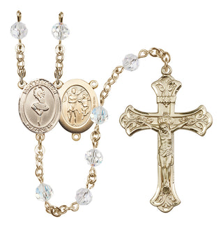 14 Karat Gold-Filled 6mm Austrian Crystal Saint Sebastian/Dance Rosary in Crystal