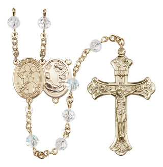 14 Karat Gold-Filled 6mm Austrian Crystal Saint Cecilia / Marching Band Rosary in Crystal