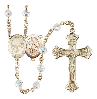 14 Karat Gold-Filled 6mm Austrian Crystal Saint Sebastian / Fishing Rosary in Crystal