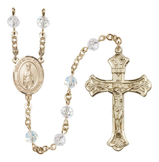 14 Karat Gold-Filled 6mm Austrian Crystal Virgen del Fatima Rosary in Crystal