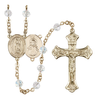 14 Karat Gold-Filled 6mm Austrian Crystal Our Lady of Guadalupe Rosary in Crystal