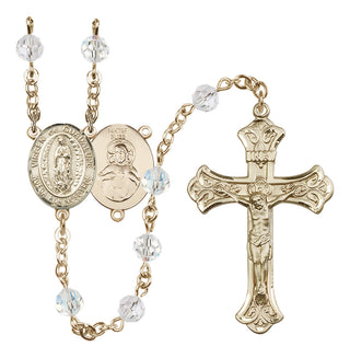 14 Karat Gold-Filled 6mm Austrian Crystal Virgen de Guadalupe Rosary in Crystal