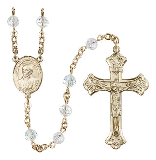 14 Karat Gold-Filled 6mm Austrian Crystal Saint Ignatius of Loyola Rosary in Crystal