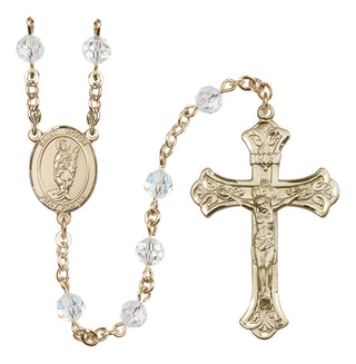 14 Karat Gold-Filled 6mm Austrian Crystal Saint Victor of Marseilles Rosary in Crystal