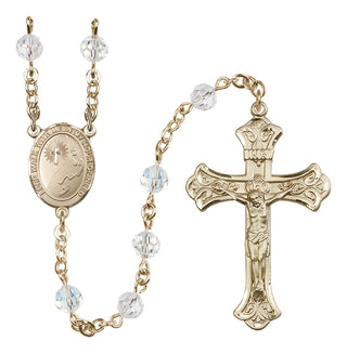 14 Karat Gold-Filled 6mm Austrian Crystal Footprints / Cross Rosary in Crystal