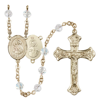 14 Karat Gold-Filled 6mm Austrian Crystal Our Lady of Mount Carmel Rosary in Crystal