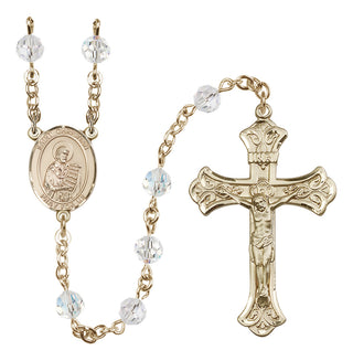 14 Karat Gold-Filled 6mm Austrian Crystal Saint Christian Demosthenes Rosary in Crystal