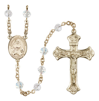 14 Karat Gold-Filled 6mm Austrian Crystal Saint Julia Billiart Rosary in Crystal