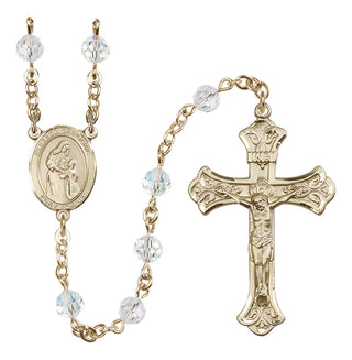14 Karat Gold-Filled 6mm Austrian Crystal Blessed Caroline Gerhardinger Rosary in Crystal