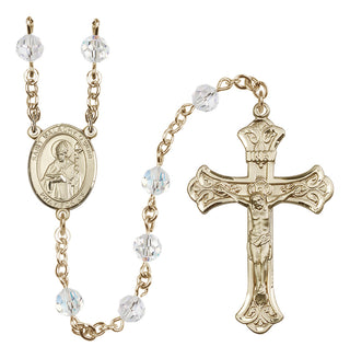 14 Karat Gold-Filled 6mm Austrian Crystal Saint Malachy O'More Rosary in Crystal