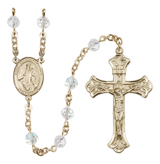 14 Karat Gold-Filled 6mm Austrian Crystal Saint Anthony of Egypt Rosary in Crystal