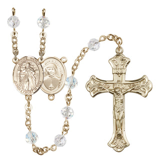 14 Karat Gold-Filled 6mm Austrian Crystal Divine Mercy Rosary in Crystal