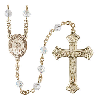 14 Karat Gold-Filled 6mm Austrian Crystal Our Lady of Rosa Mystica Rosary in Crystal