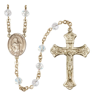 14 Karat Gold-Filled 6mm Austrian Crystal Saint Dismas Rosary in Crystal