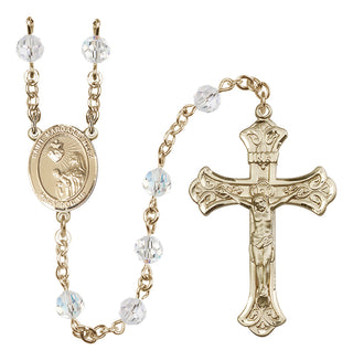 14 Karat Gold-Filled 6mm Austrian Crystal Saint Margaret Mary Alacoque Rosary in Crystal